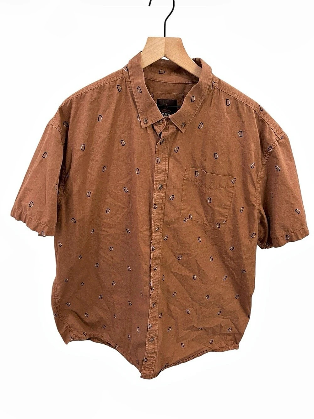 prAna Men’s XXL Organic Cotton Button-Up Shirt – Carabiner Print